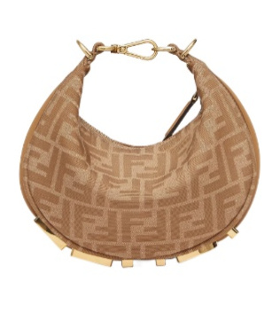 Fendi Mini Graph Crescent Bag In Brown