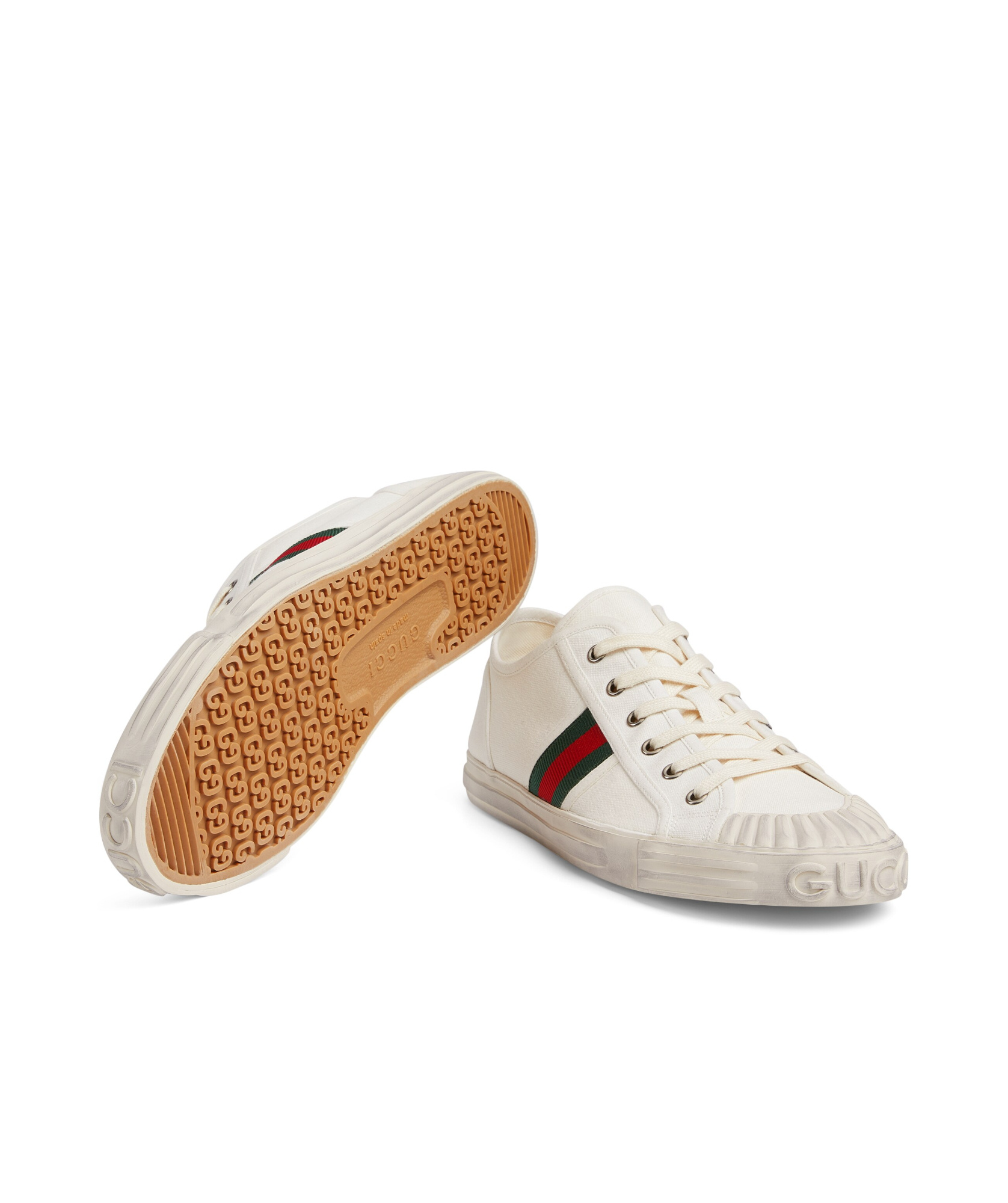 Gucci Stripe Detailed Low-top Sneakers In White