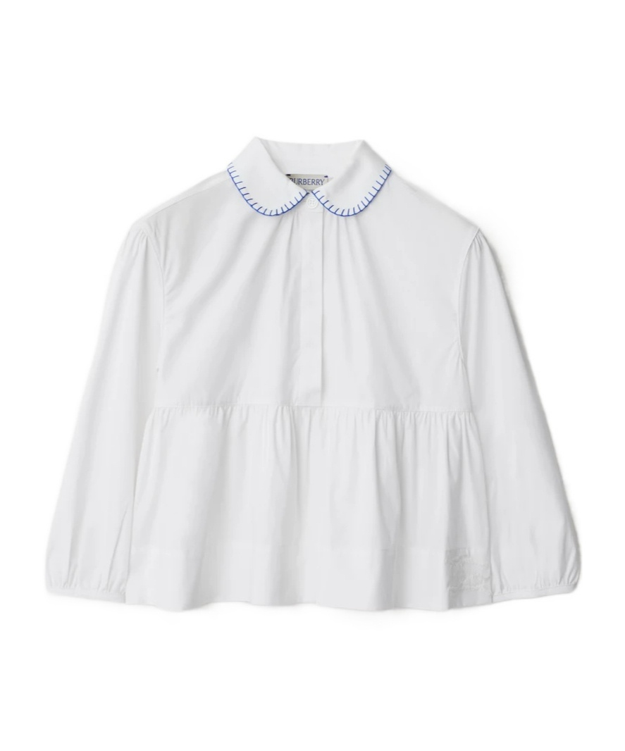 BURBERRY BURBERRY KIDS EMBROIDERED COLLAR BLOUSE