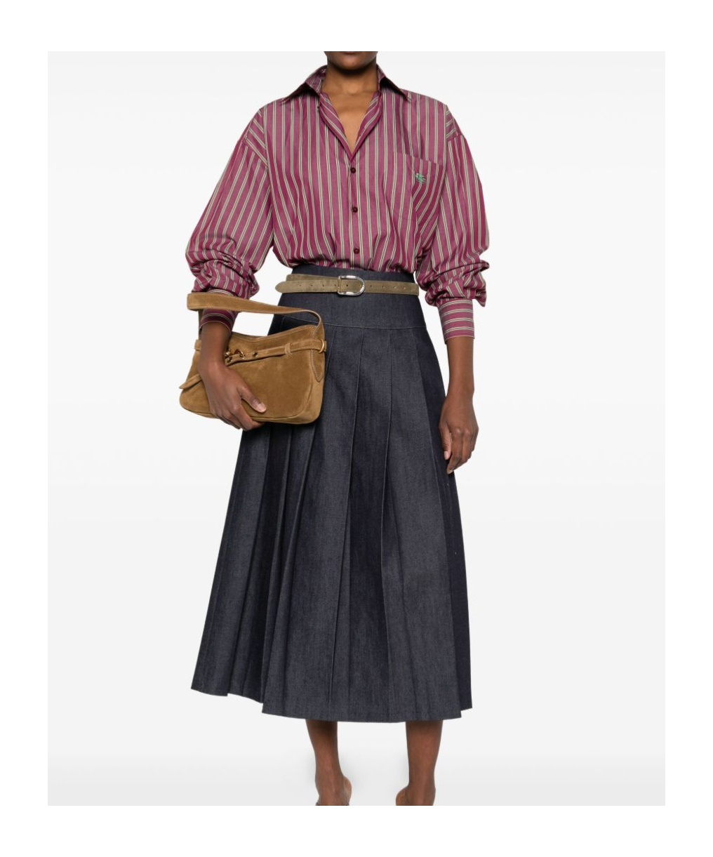Etro Striped Cotton Shirt Long Sleeves In Pink