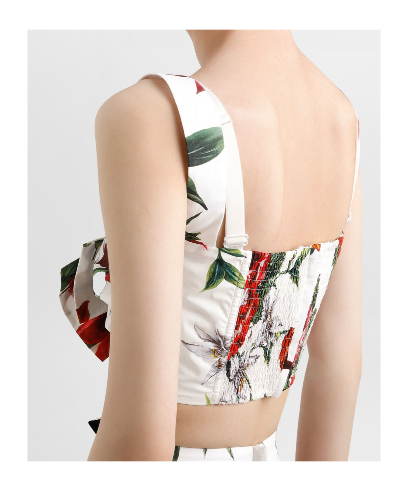 Dolce & Gabbana Floral-print Crop Top In Neutral