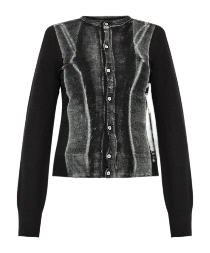 Mm6 Maison Margiela Long-sleeved Knitted Cardigan In Black
