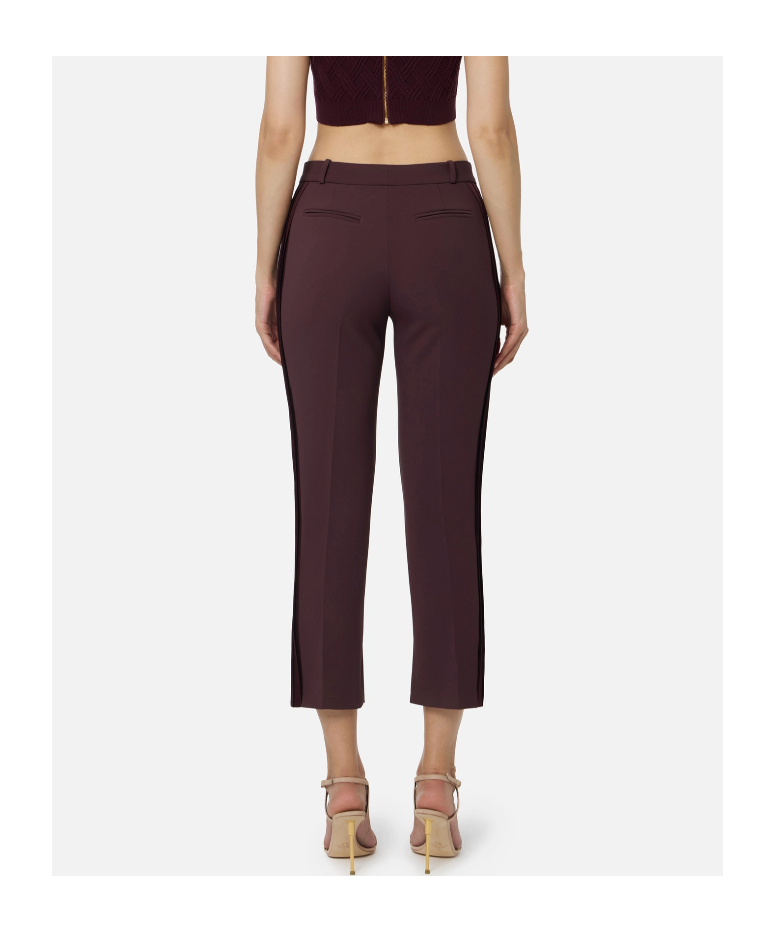 Elisabetta Franchi Side-stripe Split-hem Trousers In Purple