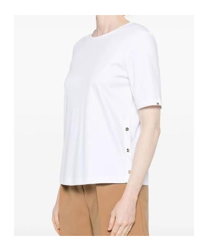 Herno Round Neck T-shirt With Snap Button Details In White