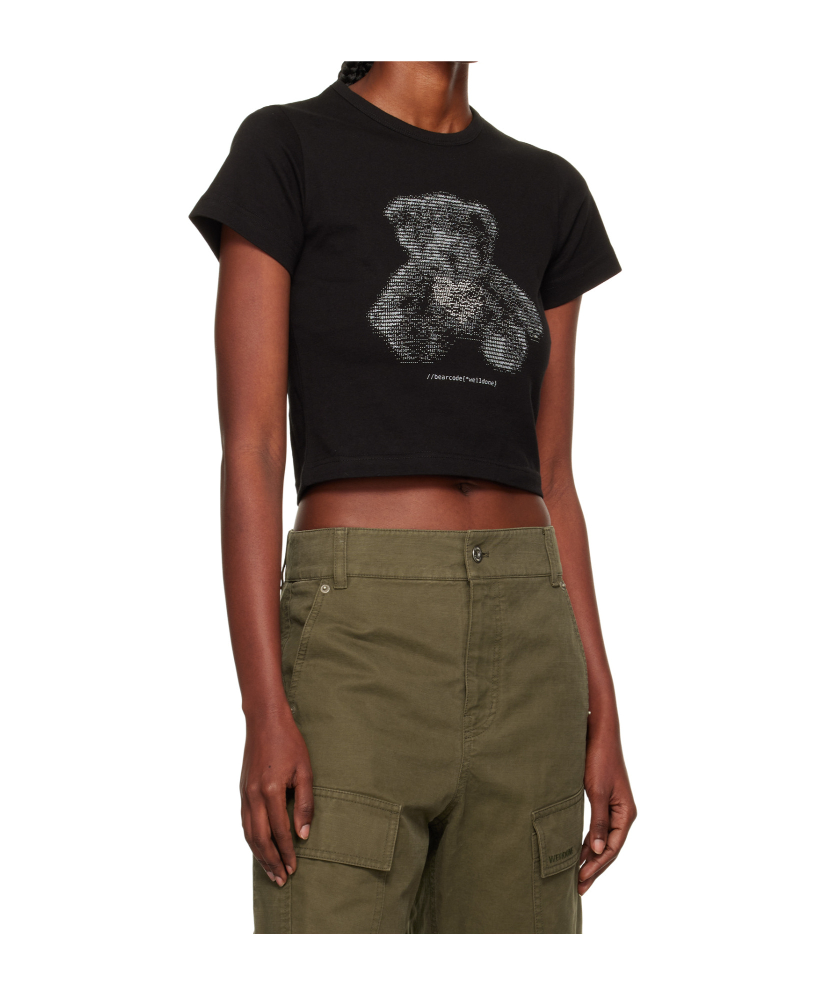 We11 Done Womens Bear-print Short-sleeves Cotton-jersey T-shirt Black In Black