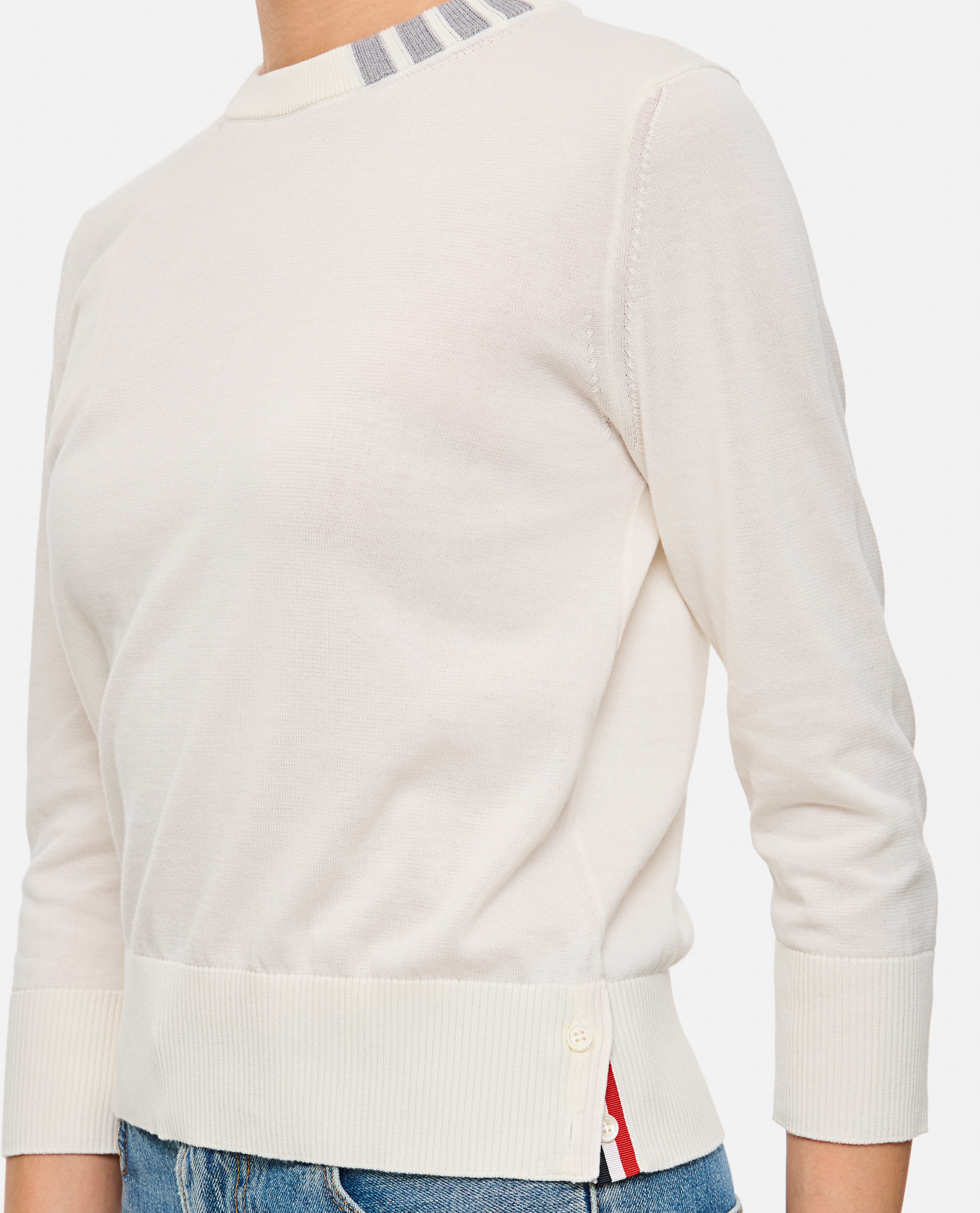 Thom Browne 4-bar Stripe Intarsia Jumper In White