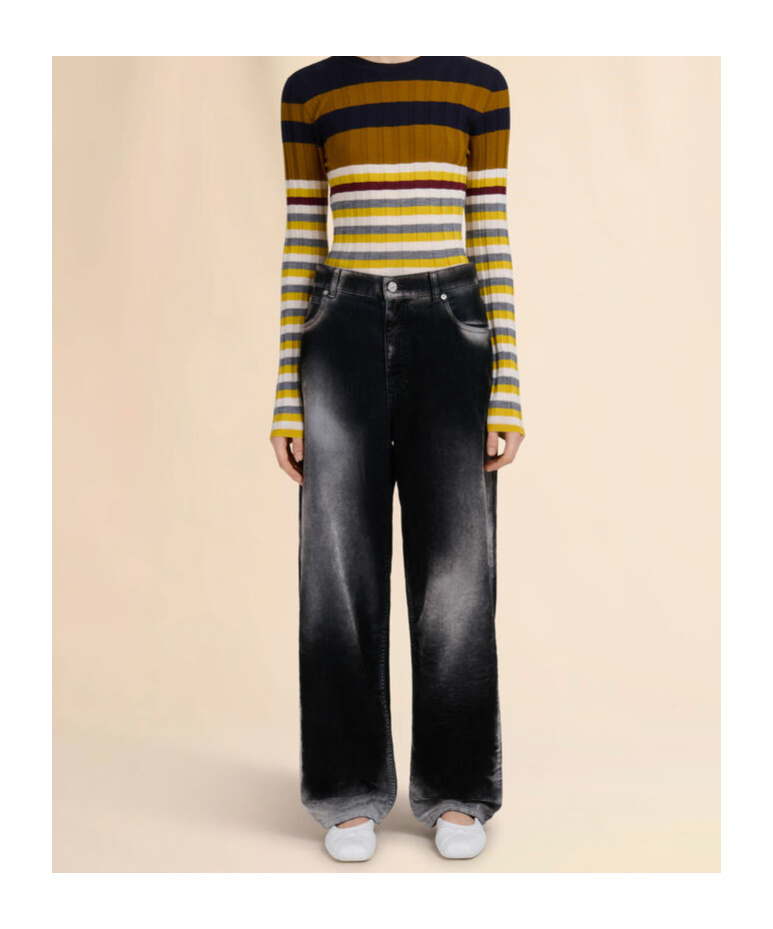 Marni Black Flocked Denim Jeans In Black