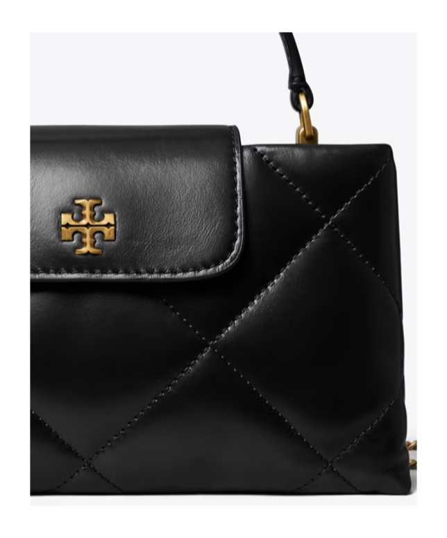Tory Burch Kira Diamond Quilted East-west Top Handle Bag In Black