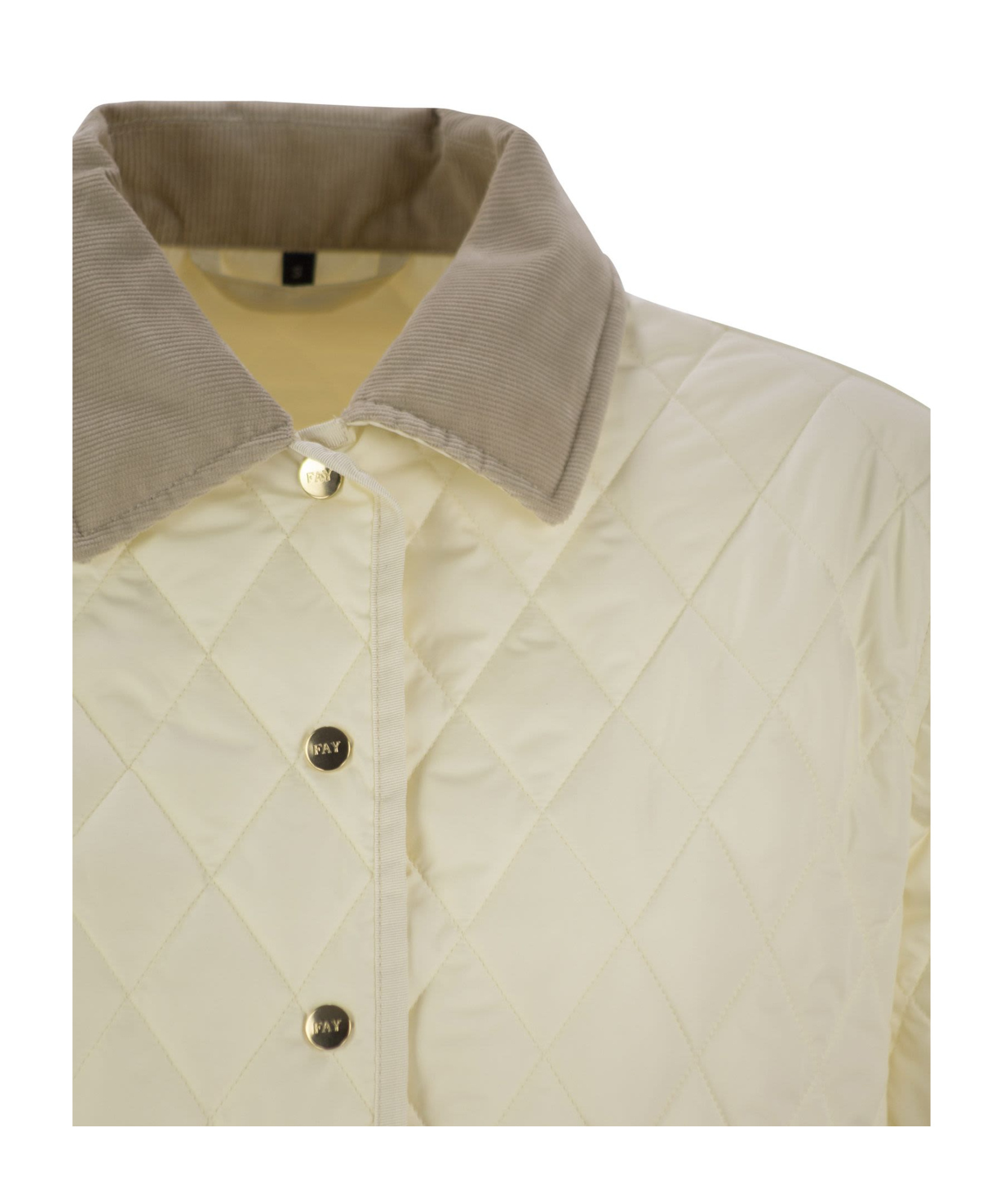 Fay Mini Diamond Quilted Nylon Shirt Jacket In Nude