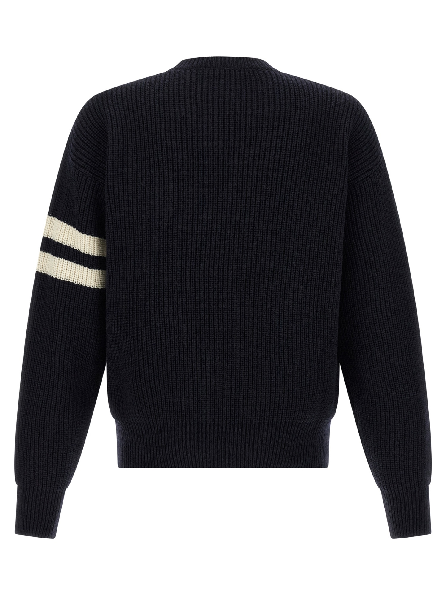 Dsquared2 Crew Neck Denim Pocket Sweater With Striped Sleeves In Black