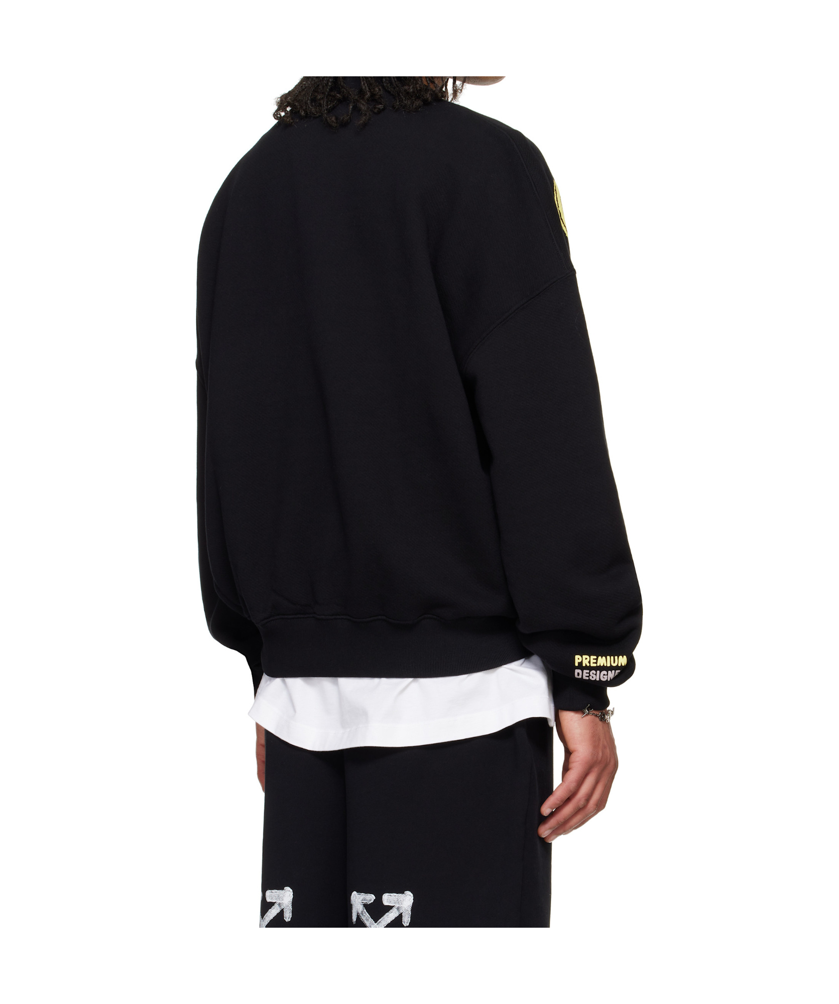 Off-white Mens Black Light Fresco Star-print Oversized Cotton-jersey Sweatshirt In Black