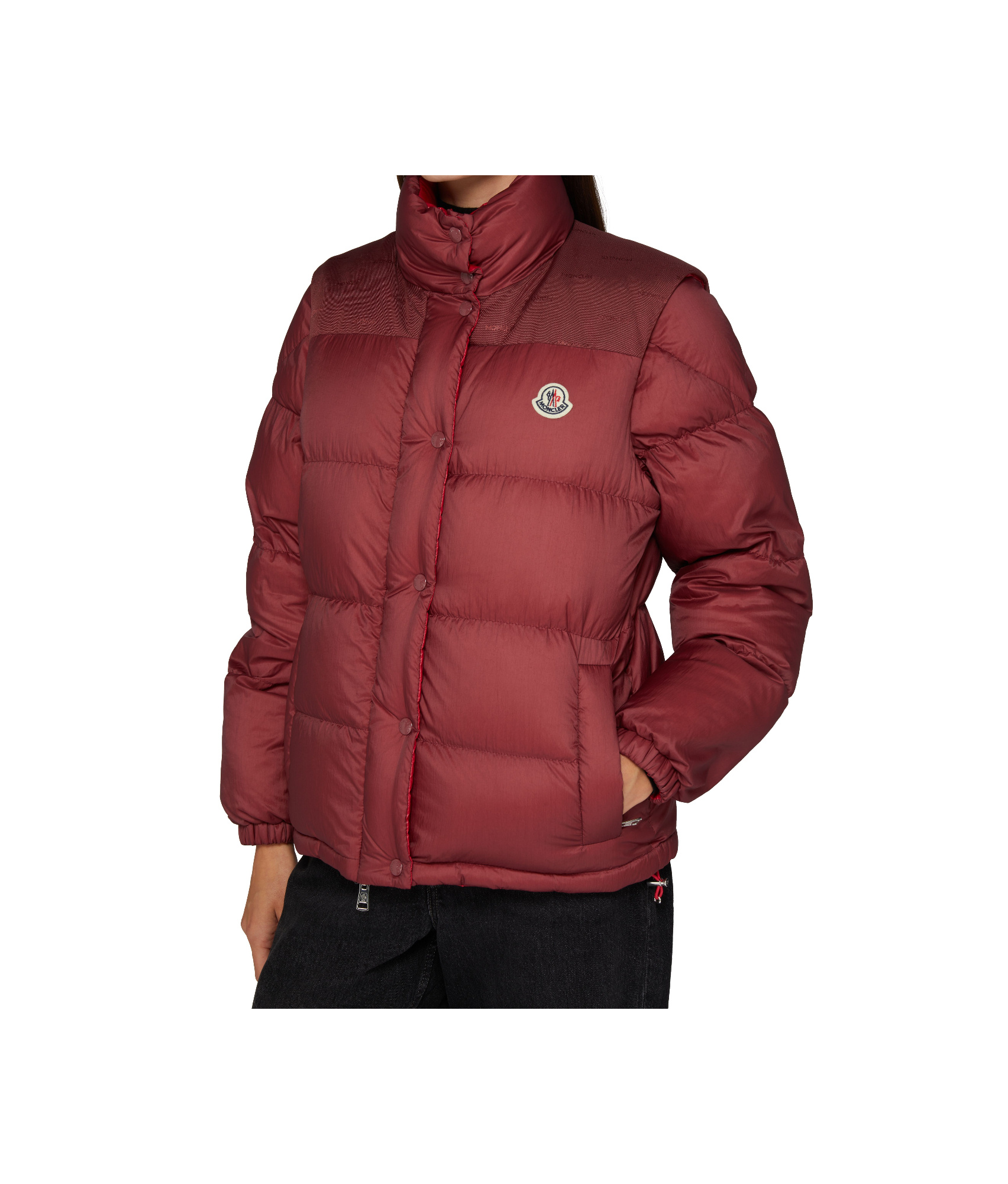 Moncler Verone Reversible Short Down Jacket In Wine Red