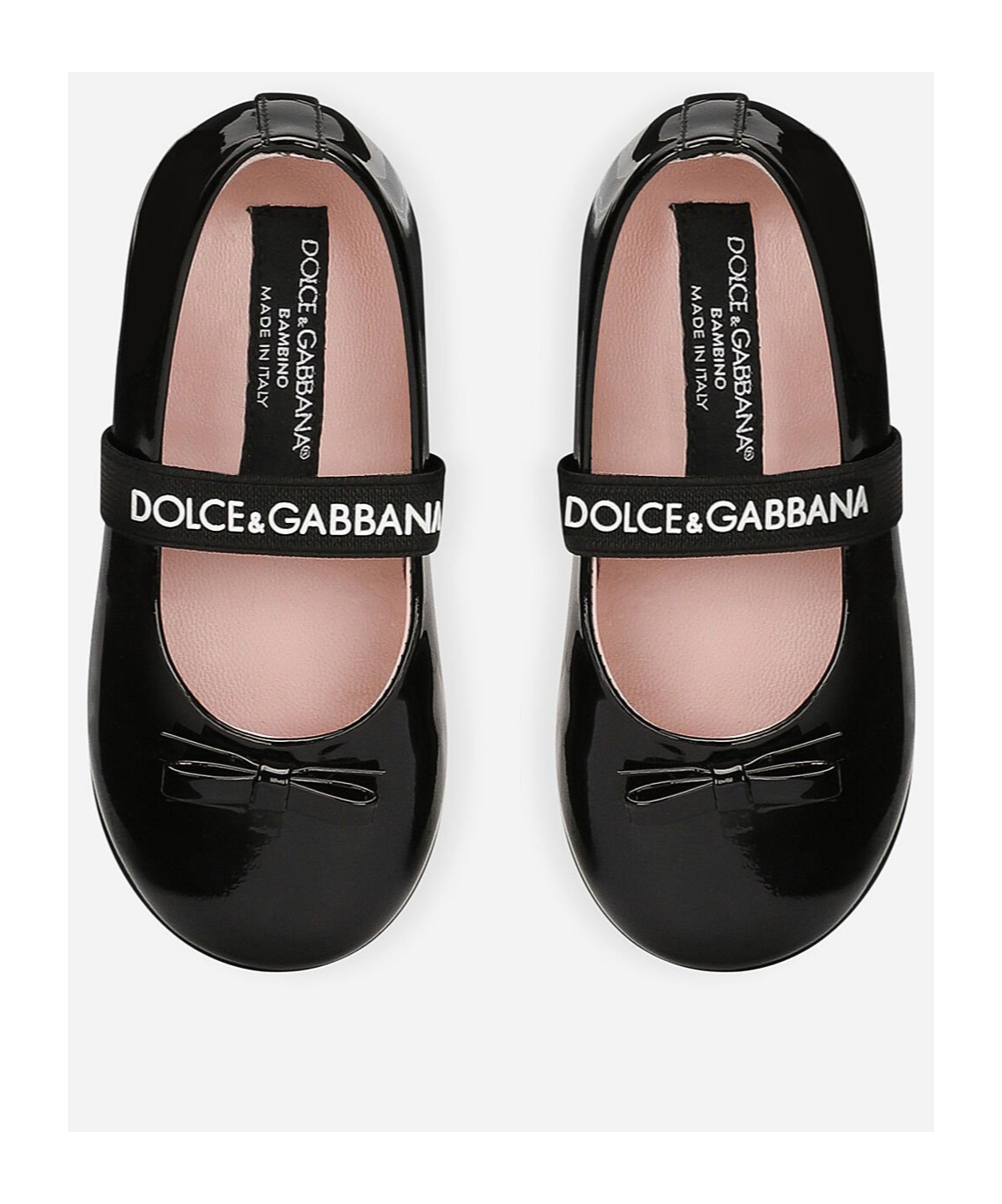 Dolce & Gabbana Logo-strap Bow Ballerina Shoes In Black