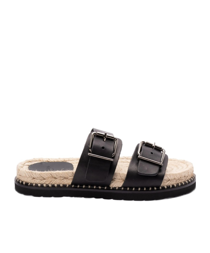 Shop Castaã±er Round Head Slippers In Black