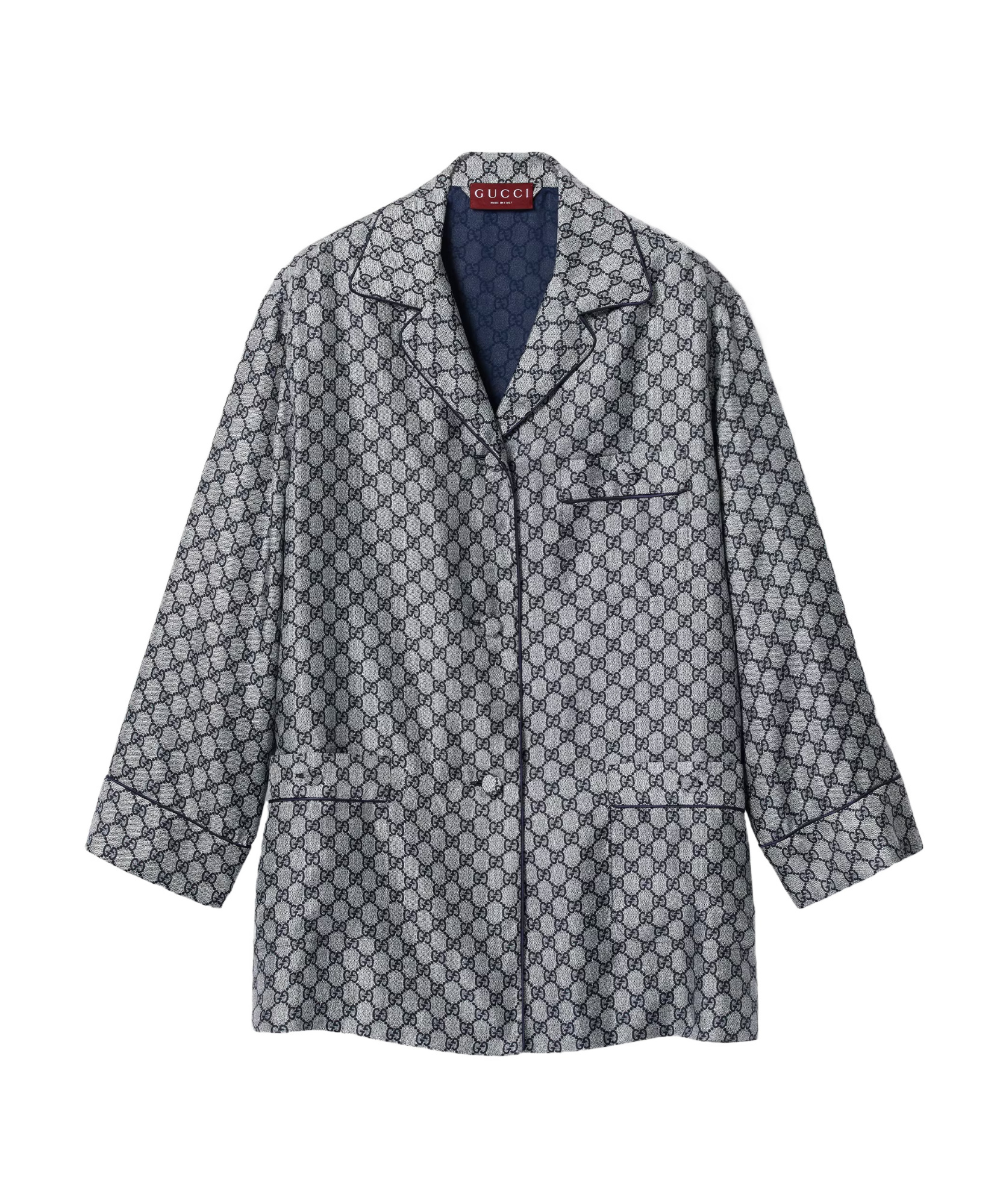 Gucci Bluse Aus Gg Seidentwill In Gray