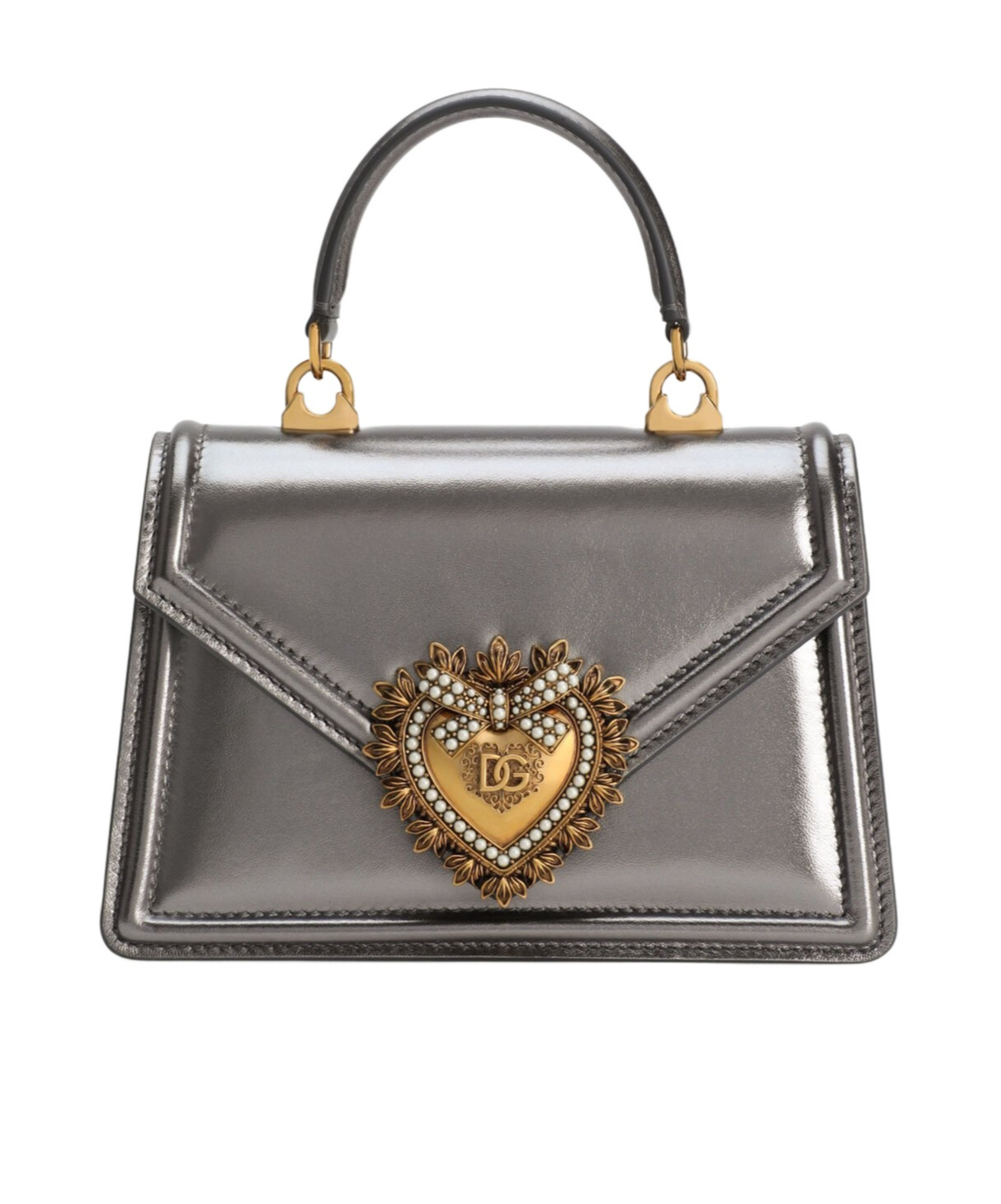 Dolce & Gabbana Devotion Metallic Cross Body Tote In Gray