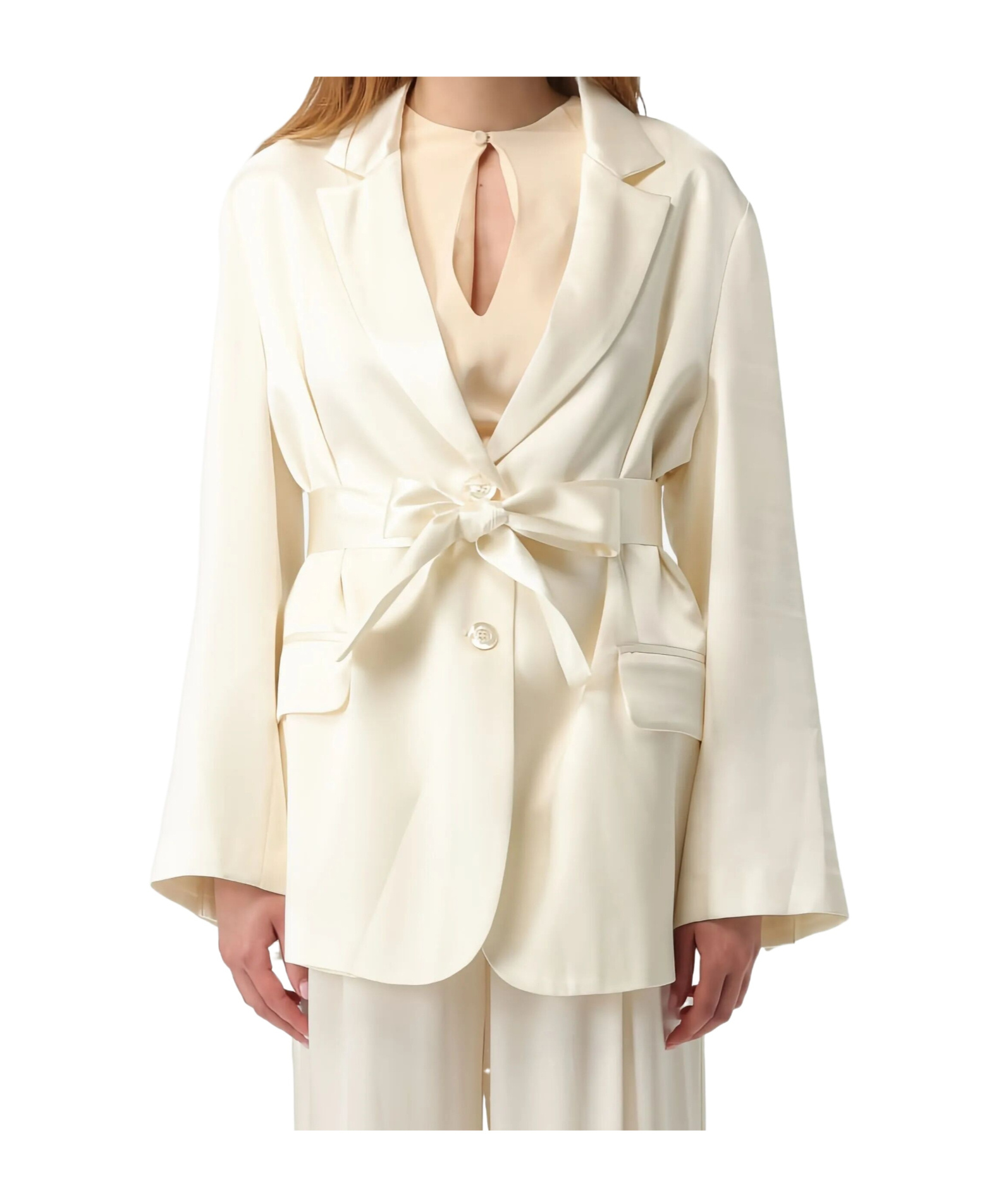 Semicouture Christiana Jacket Belted Waist In Neutral