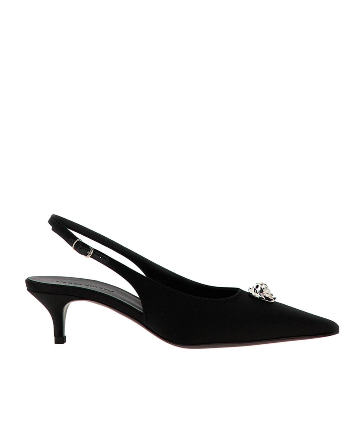 Magda Butrym Rosetta Slingback Pumps With Embellished Kitten Heel In Black