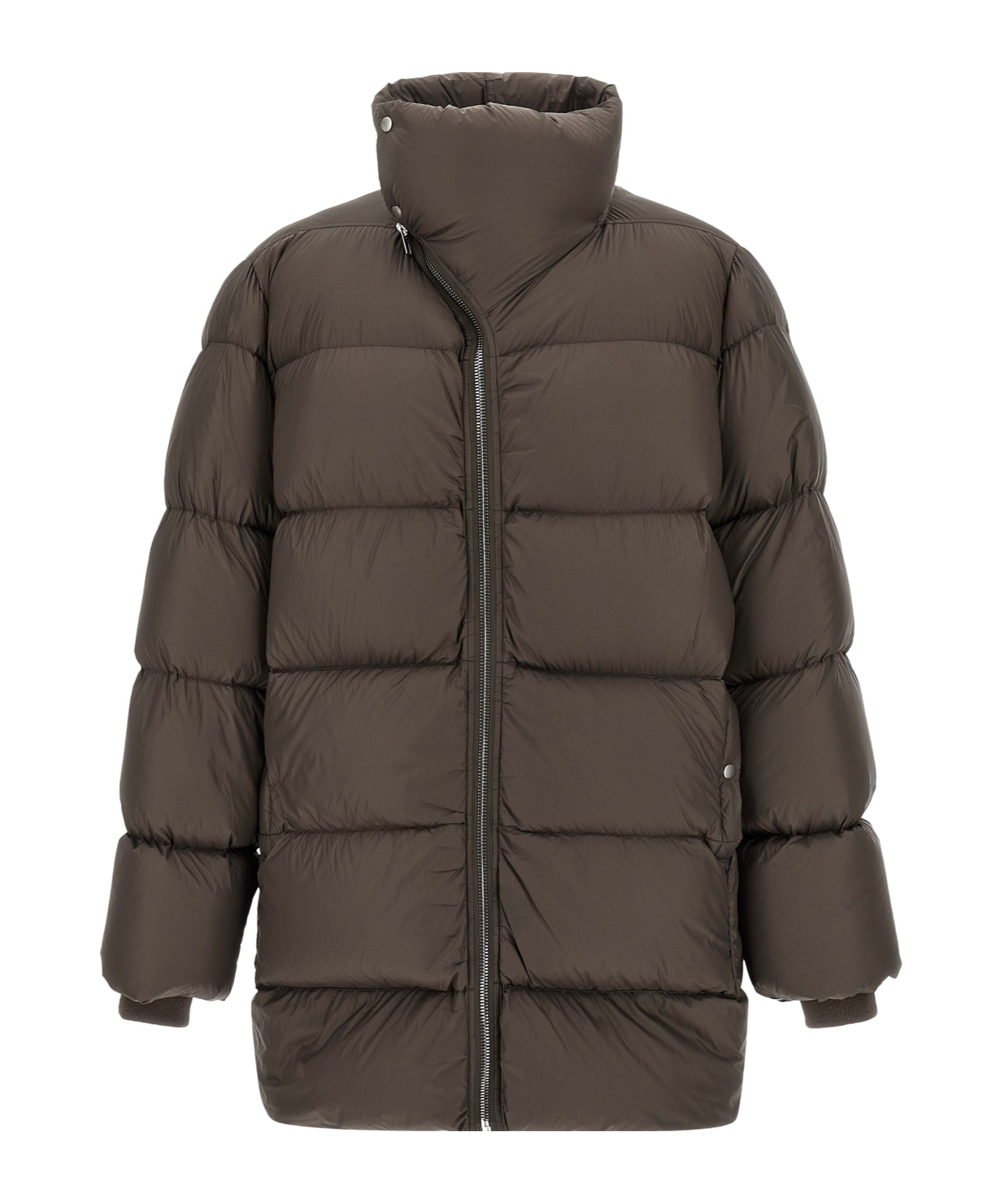 Rick Owens Turtle Zip-front Padded Coat In Brown