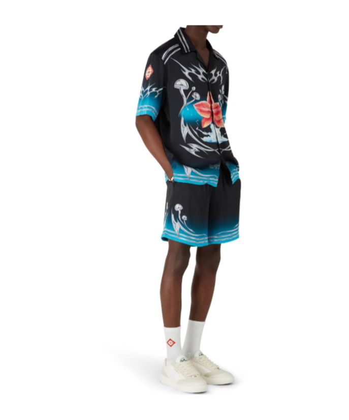 Casablanca Blades Mushroom-print Shorts In Black