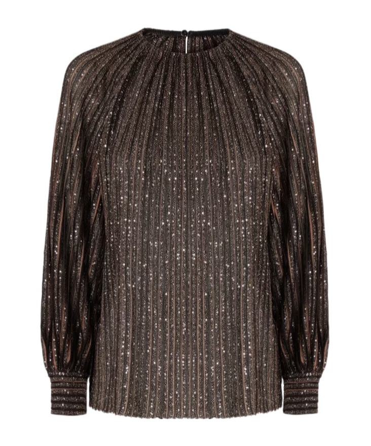 Missoni Striped Sequined Blouse In Brown