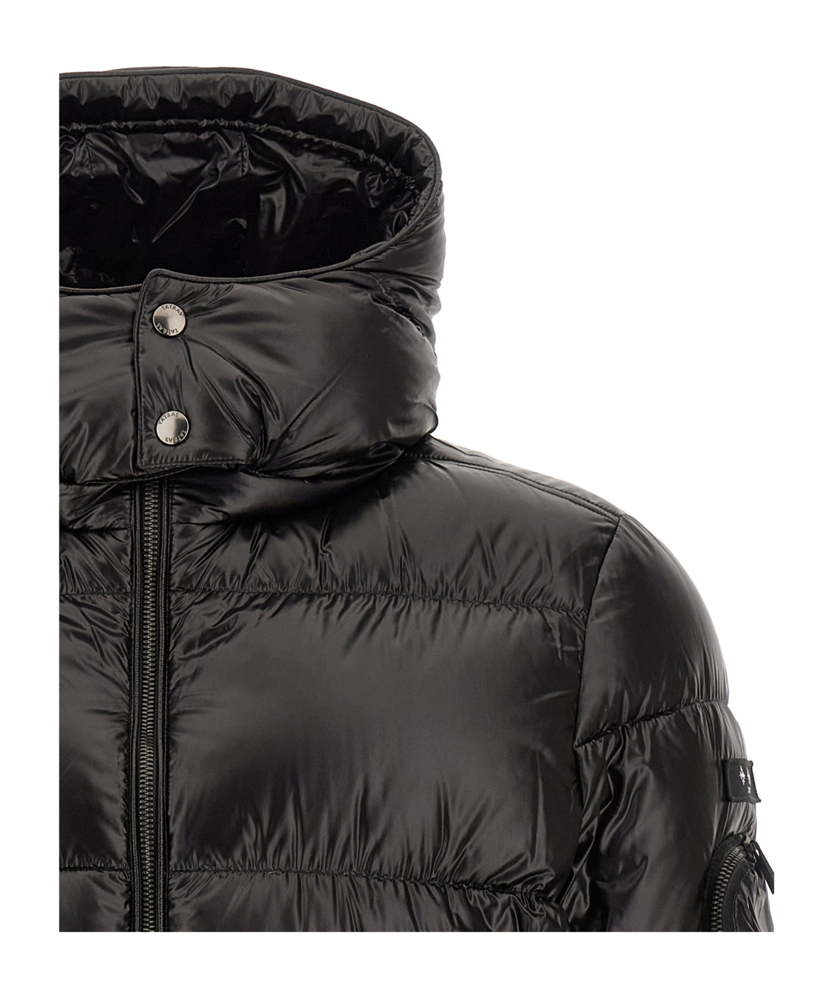 Tatras Belbo Black Down Jacket With Hood And Logo Patch On The Side In Tech Fabric Man In Black