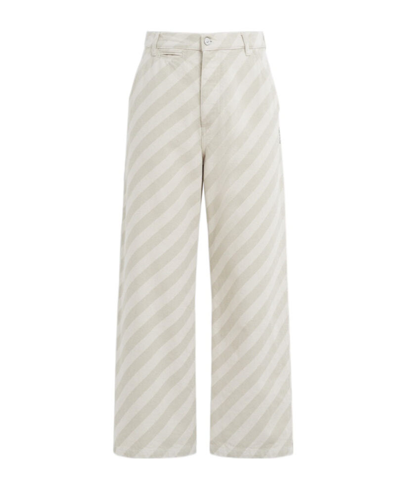 Marni Men Beige Striped Denim Jeans In White