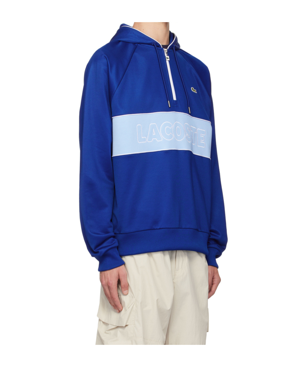 Lacoste Half-zipper Hooded Hooded Hoodie In Blue