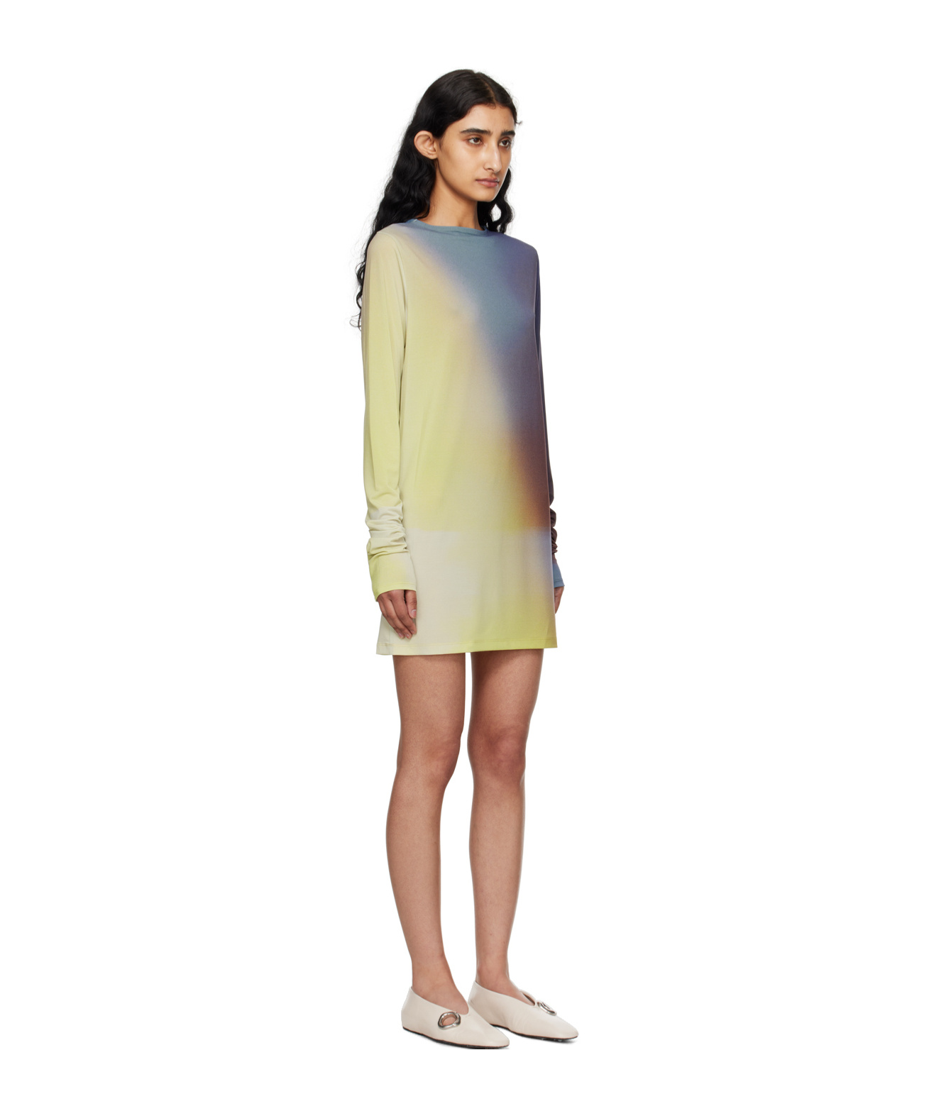 Issey Miyake Gradient Pattern Dress In Nude