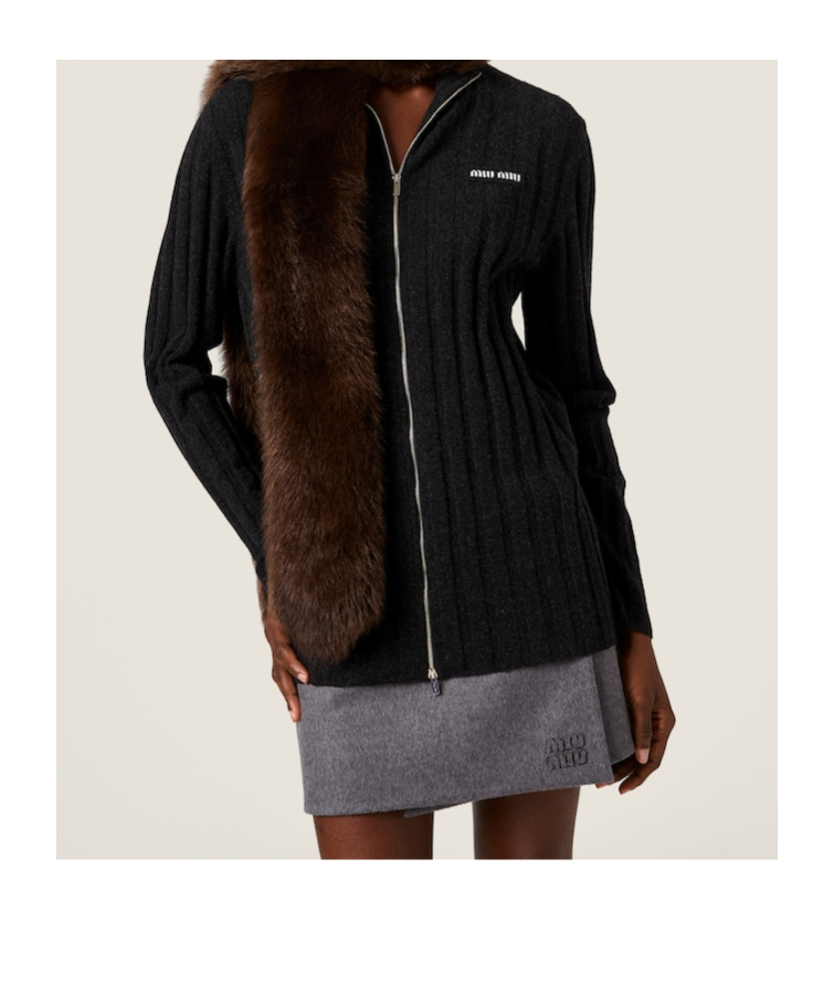 Miu Miu Wool And Cashmere Cardigan In Black