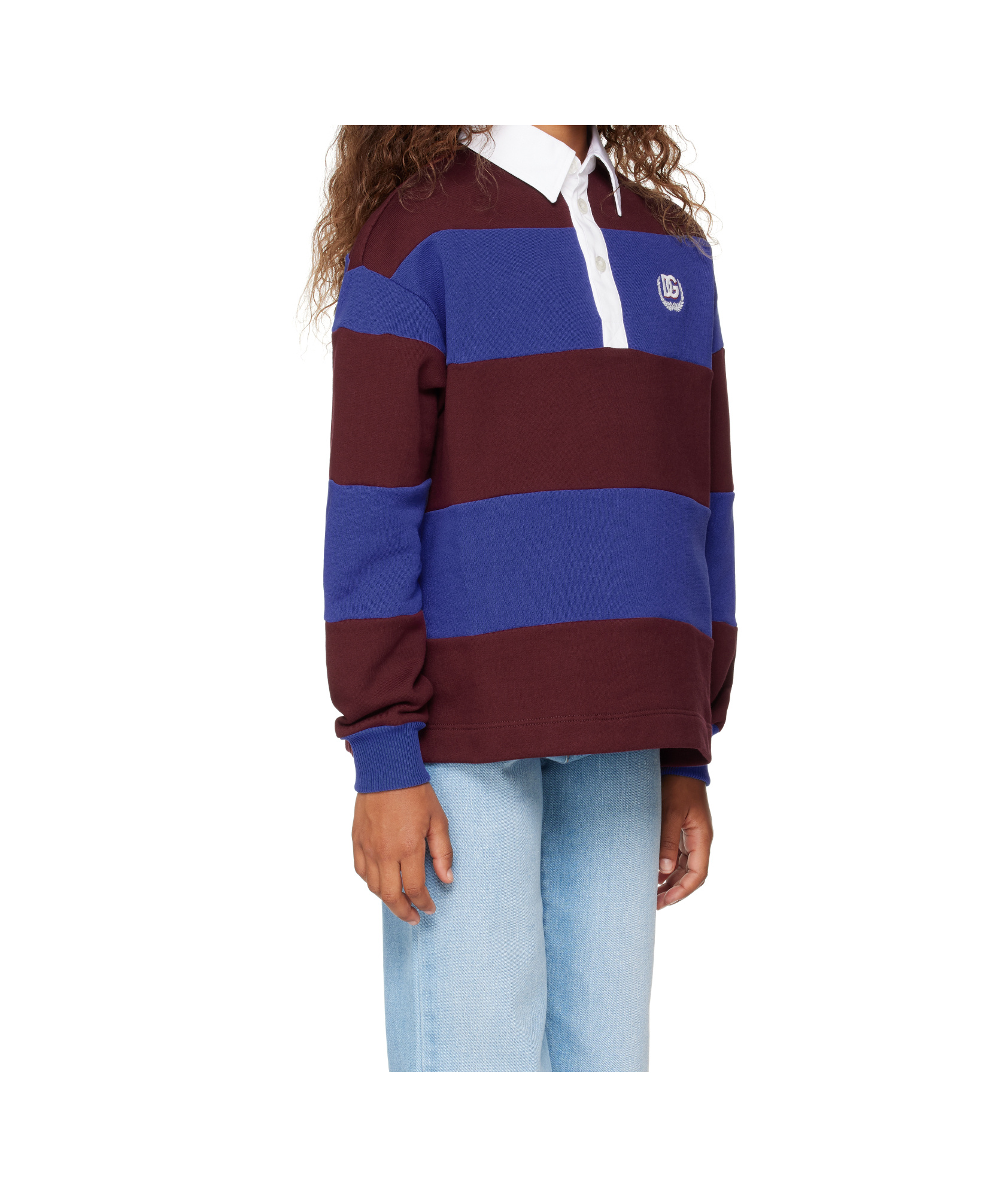Dolce & Gabbana Long-sleeved Polo Pullover In Blue