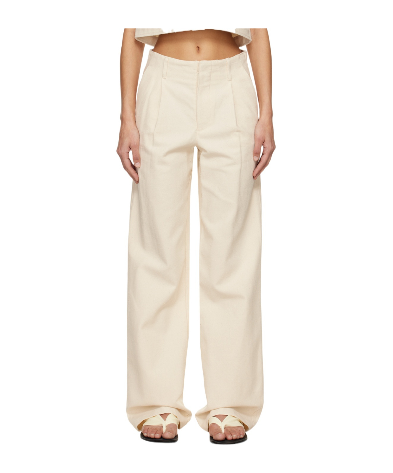Loulou Studio Belt Ring Casual Pants In White