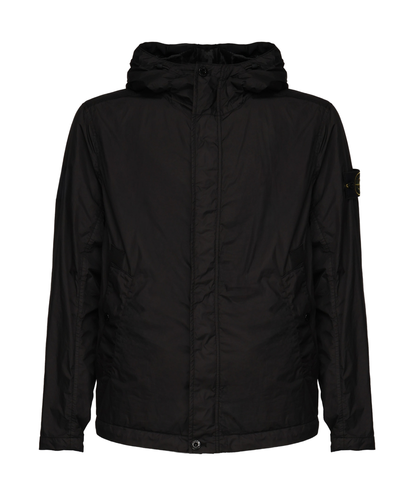 Stone Island Logo Patched Windbreaker In Black
