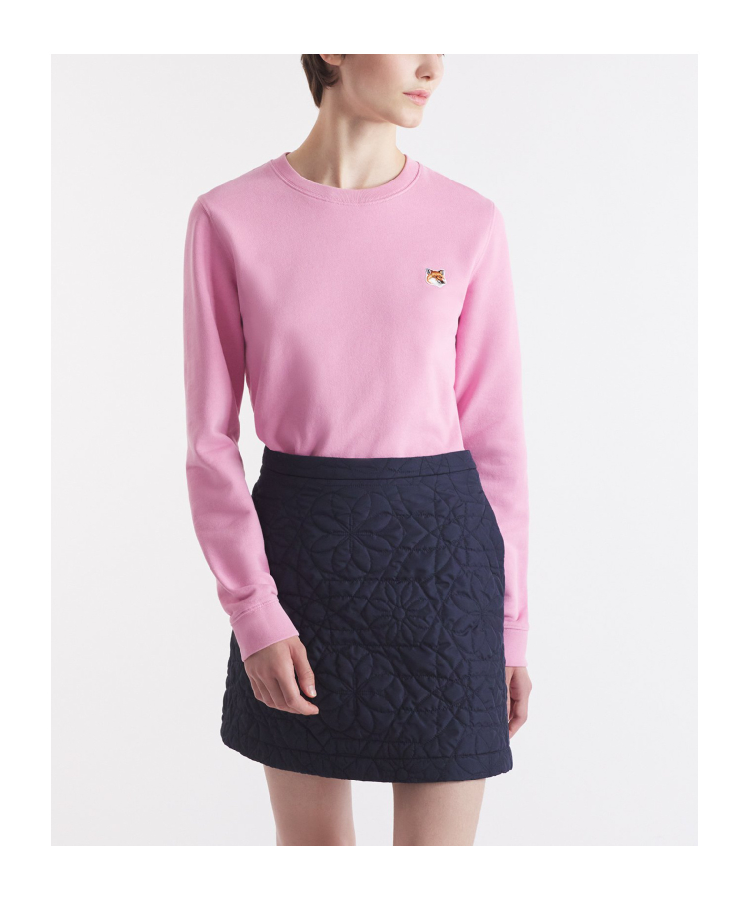 Maison Kitsuné Fox Head Patch Crewneck Sweatshirt In Pink