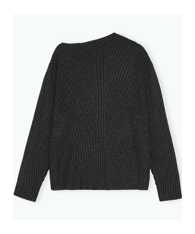 Remain Birger Christensen Asymmetrical Neckline Sweater In Black