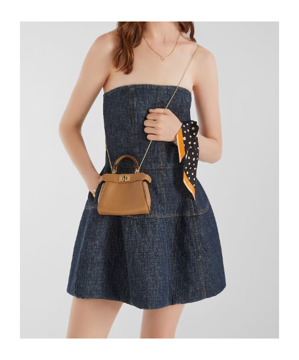 Fendi Dark Blue Ff Denim Dress In Blue