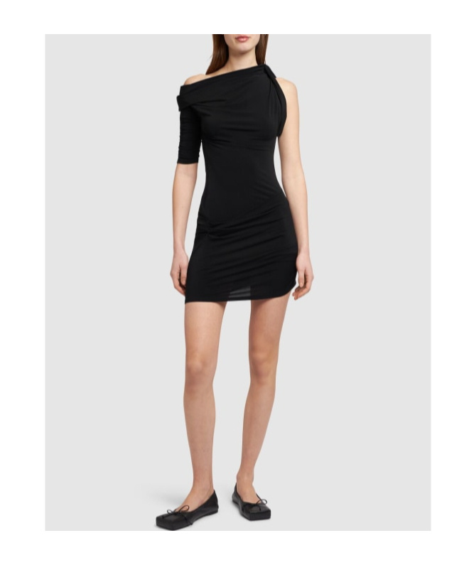 Jacquemus La Mini Robe Drapeado Asymmetric Draped Stretch-jersey Mini Dress