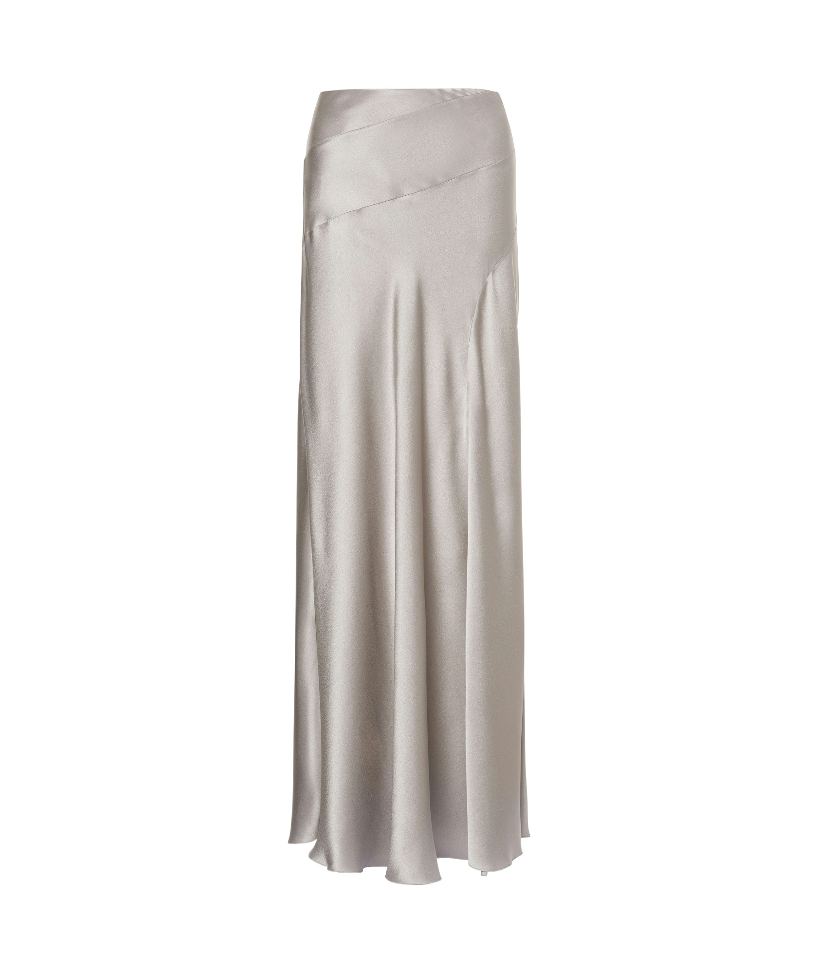 Alberta Ferretti Fluted Satin Skirt In Gray