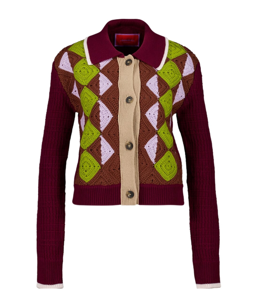 La Doublej Crochet-panel Button-fastening Cardigan In Brown