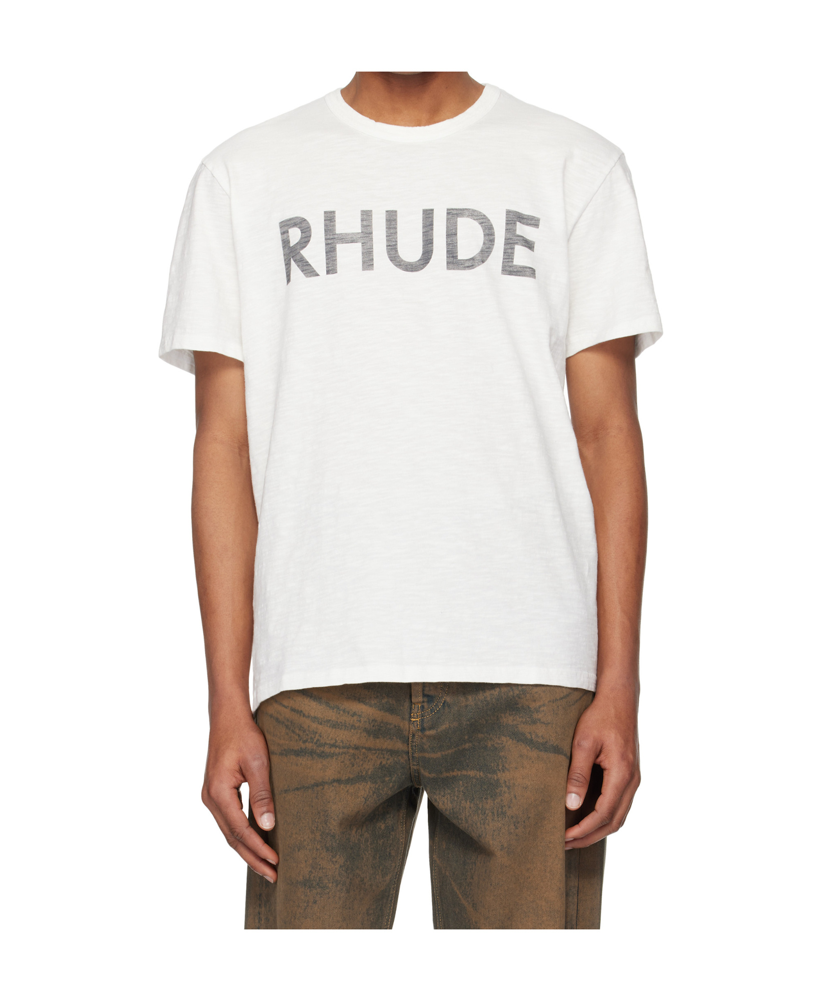 Rhude Logo Slub T-shirt In White