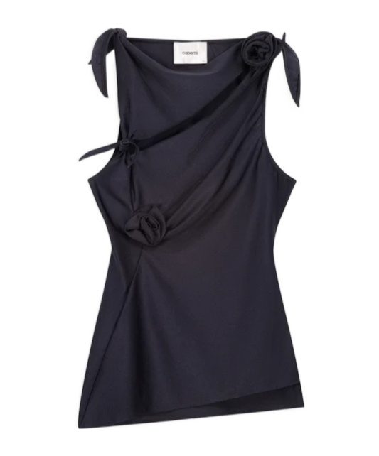 Coperni Asymmetric Stretch Jersey Top In Black