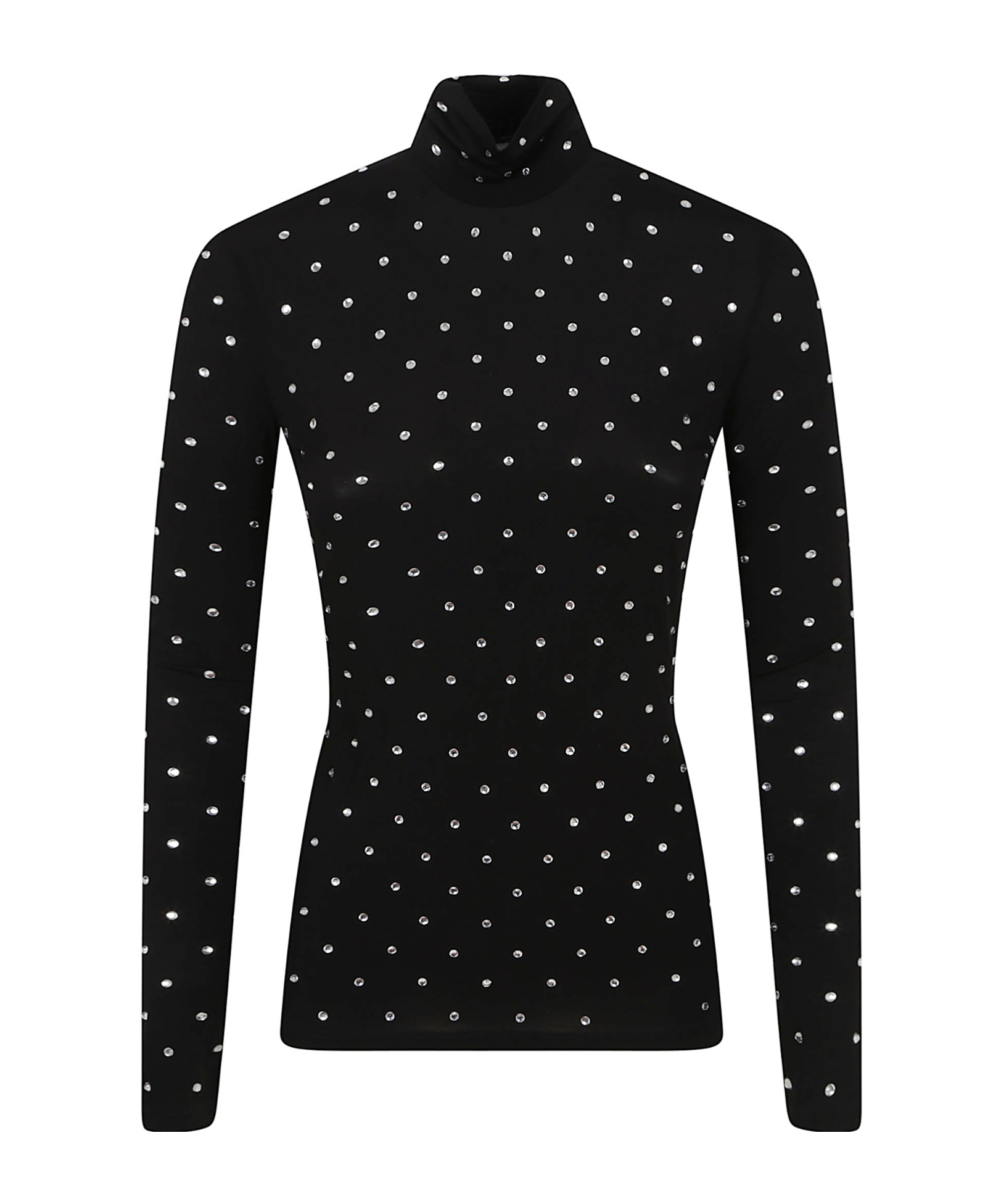 Rabanne Embellished Fitted Turtleneck Long Sleeve Top In Black