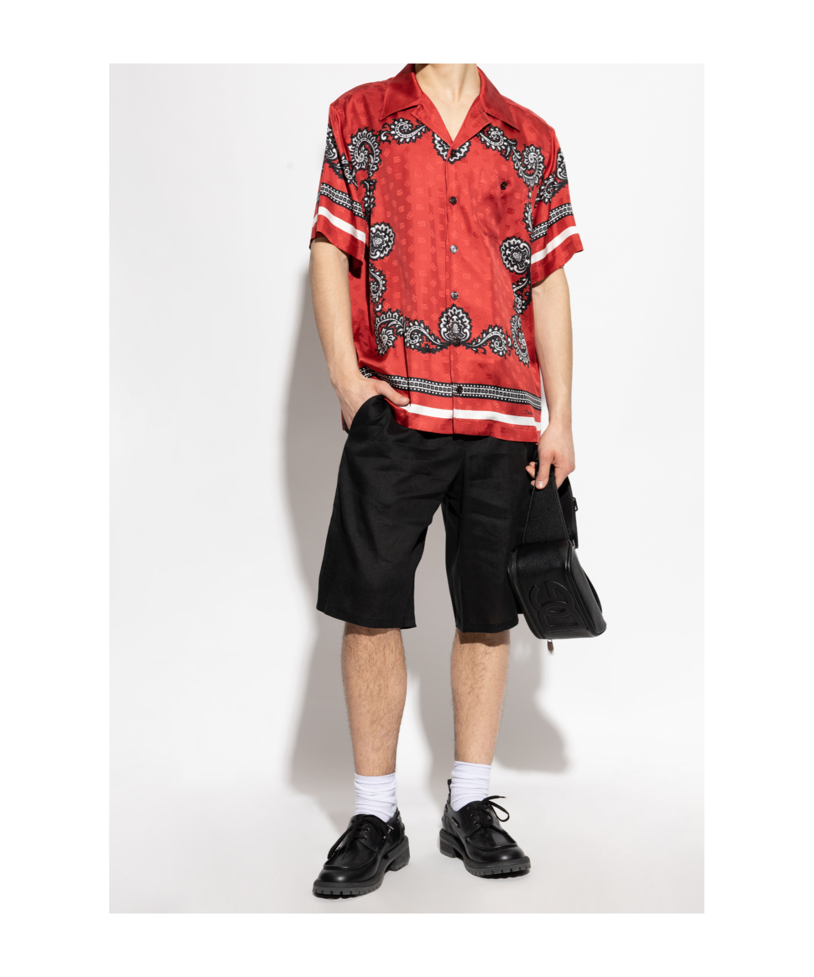 Dolce & Gabbana Drawstring-waist Cotton-blend Track Shorts In Black