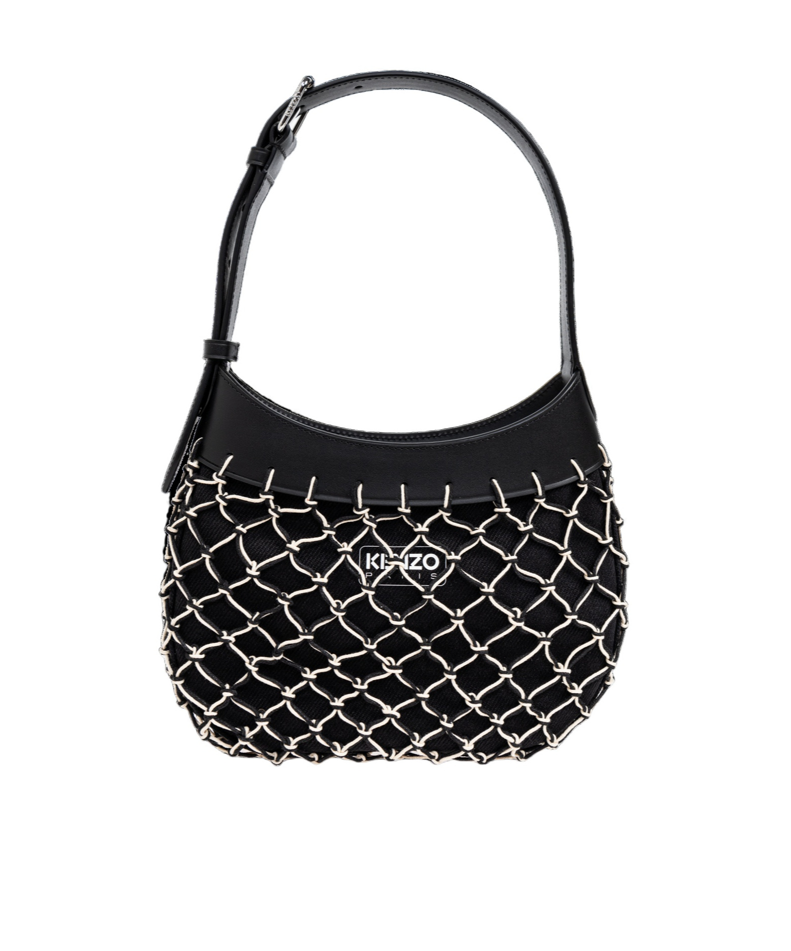 KENZO KENZO LOGO PATCH NET-OVERLAY HANDBAG