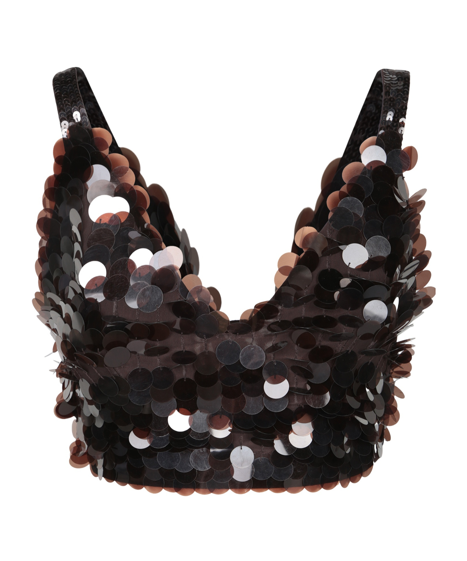 P.a.r.o.s.h Sequined Cropped Top In Brown