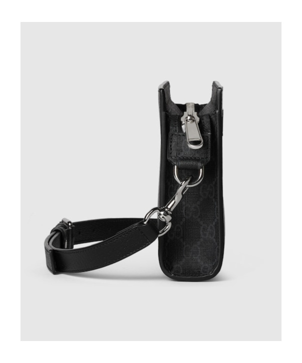 Gucci Super Mini Gg Leather Crossbody Bag In Black