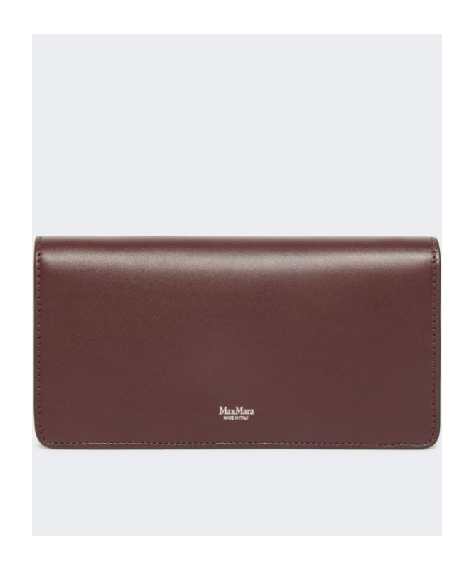 Max Mara Leather Phone Pouch In Burgundy