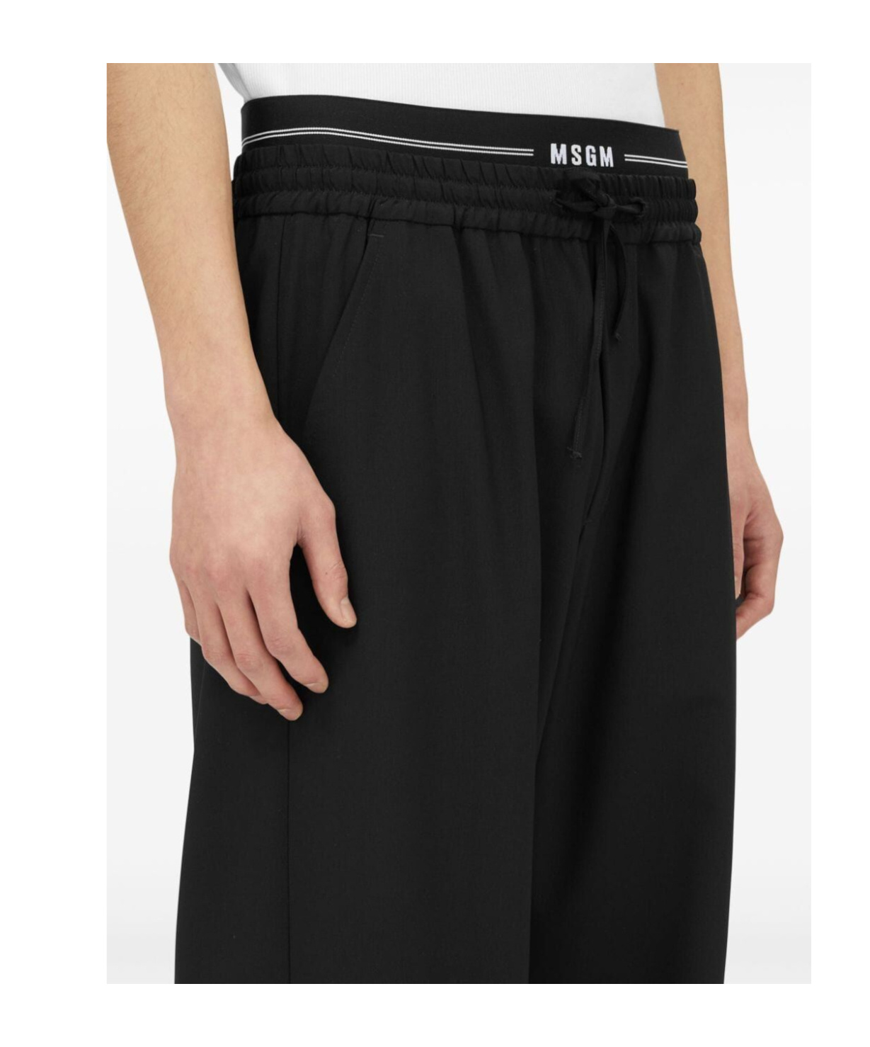 Msgm Belt-loop Casual Pants In Black