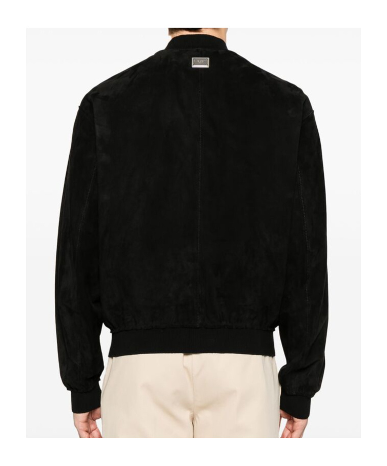 Shop Dolce & Gabbana Suede Bomber Jacket In Black