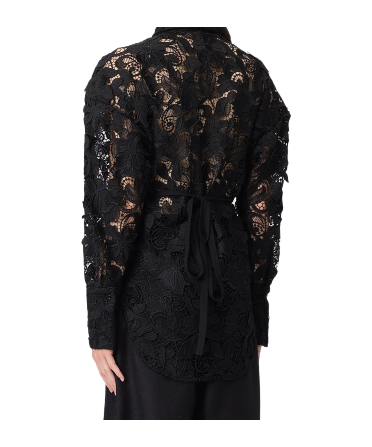 Blumarine Macrame-lace Shirt In Black